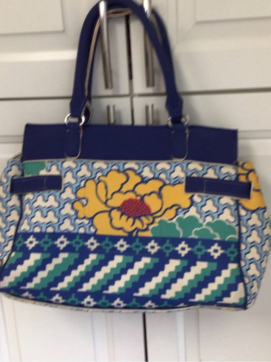 Rafe Handbags - Rafe Blue Patterned Tote Bag with Tassel